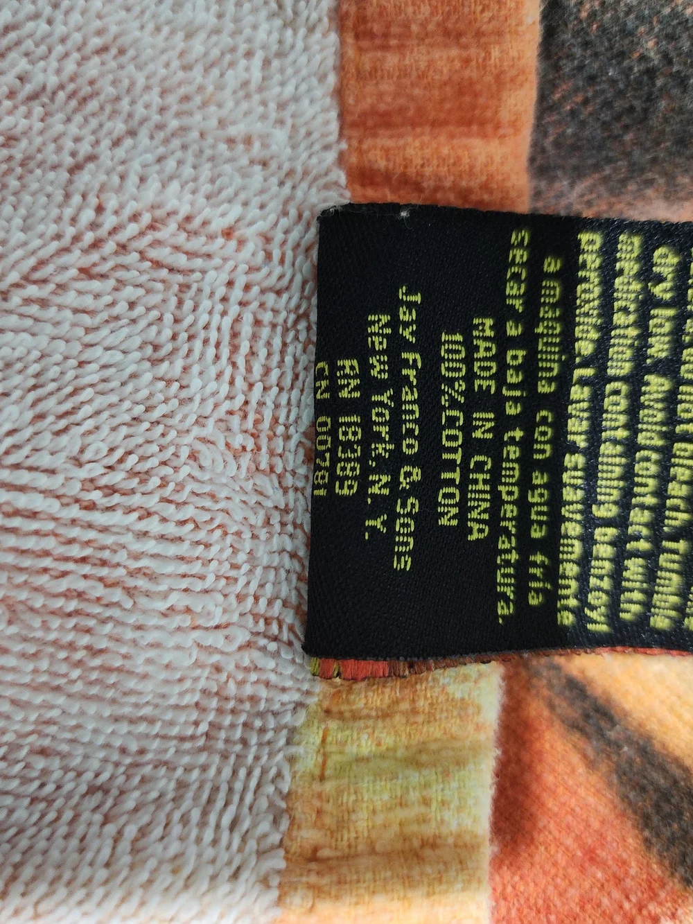 Vintage 2004 West Coast Choppers Flame Iron Cross Beach Towel Black Orange